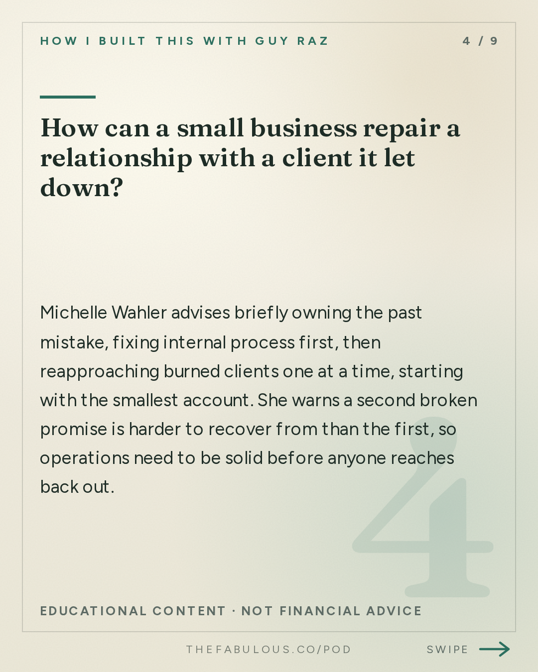 How can a small business repair a relationship with a client it let down? — How I Built This with Guy Raz: Advice Line with Michelle Wahler of Beyond Yoga