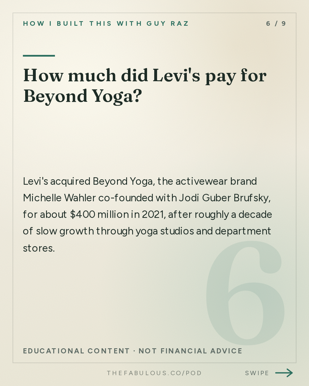 How much did Levi's pay for Beyond Yoga? — How I Built This with Guy Raz: Advice Line with Michelle Wahler of Beyond Yoga