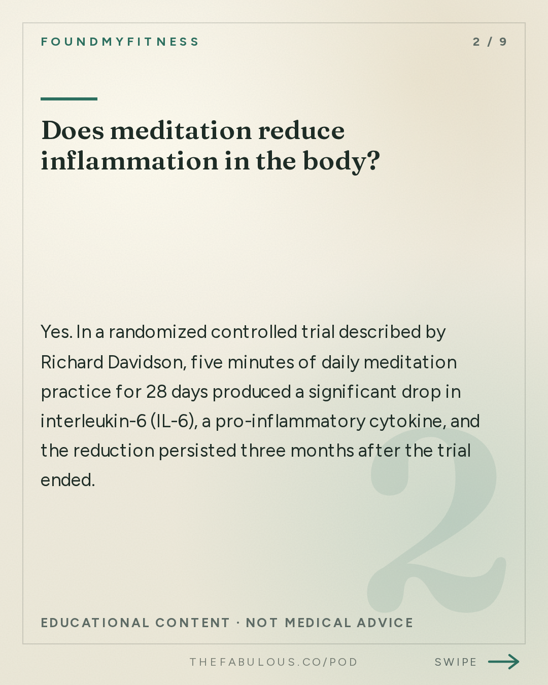 Does meditation reduce inflammation in the body? — FoundMyFitness: #114 How Meditation Rewires Your Brain, Gut, & Immune System | Dr. Richard Davidson