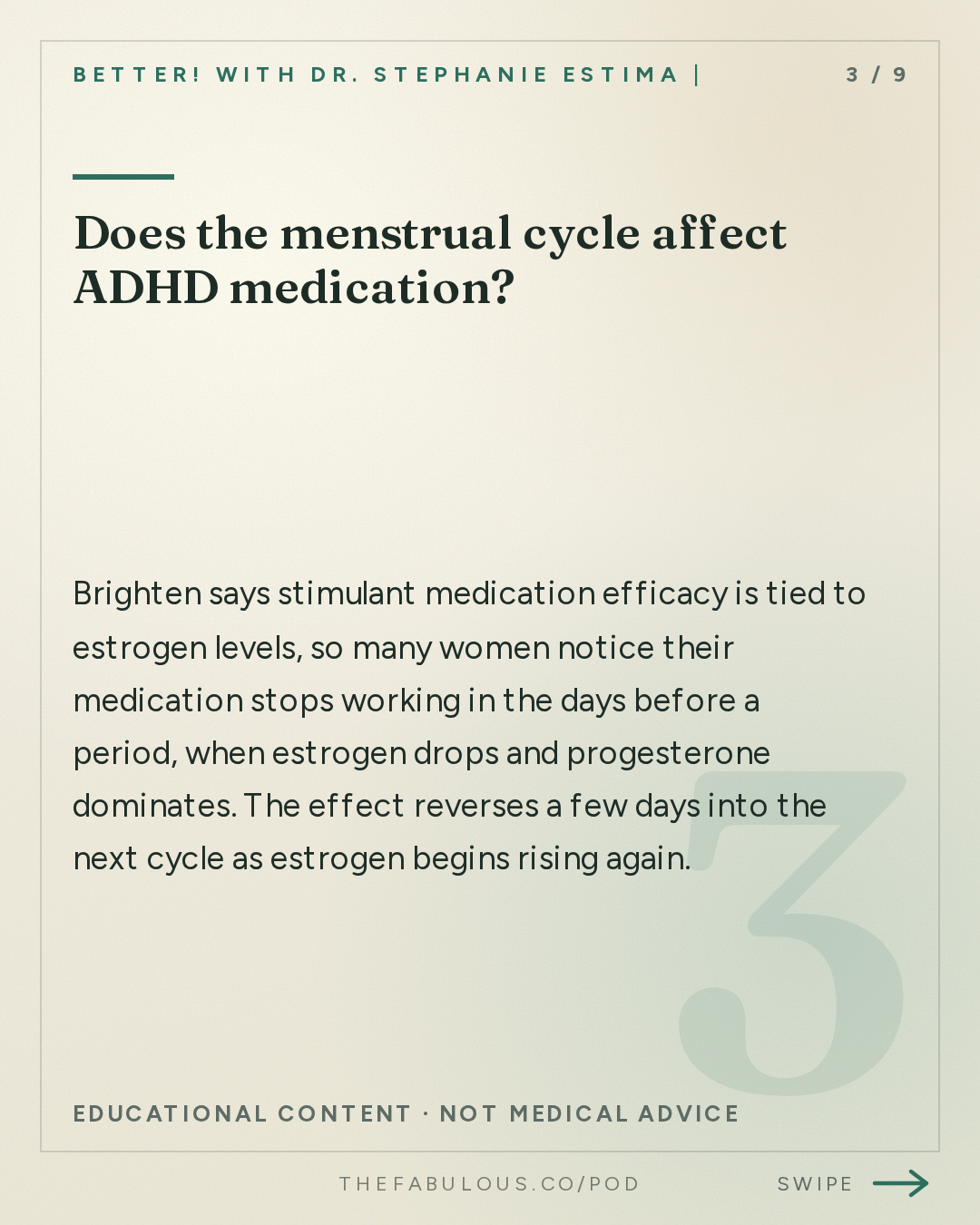 Does the menstrual cycle affect ADHD medication? — BETTER! with Dr. Stephanie Estima | Strength, Body Composition & Perimenopause: Perimenopause Doesn't Cause ADHD, It Unmasks It: Reclaim Your Brain with Dr. Jolene Brighten
