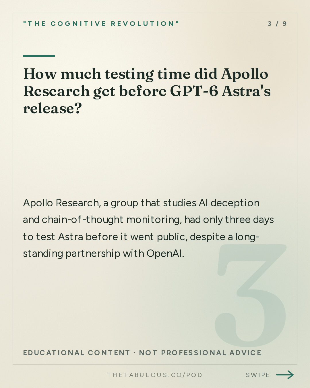 How much testing time did Apollo Research get before GPT-6 Astra's release? — "The Cognitive Revolution" : AI:AM Highlights: Astra as AGI, OpenAI's Pause, Mythos @ Mozilla & Human Agency vs Technocapitalism