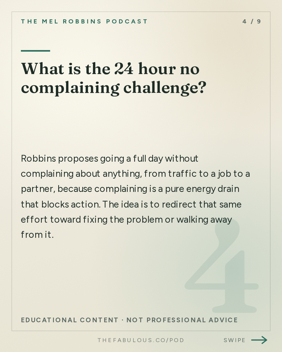 What is the 24 hour no complaining challenge? — The Mel Robbins Podcast: How to Let Go of What No Longer Serves You