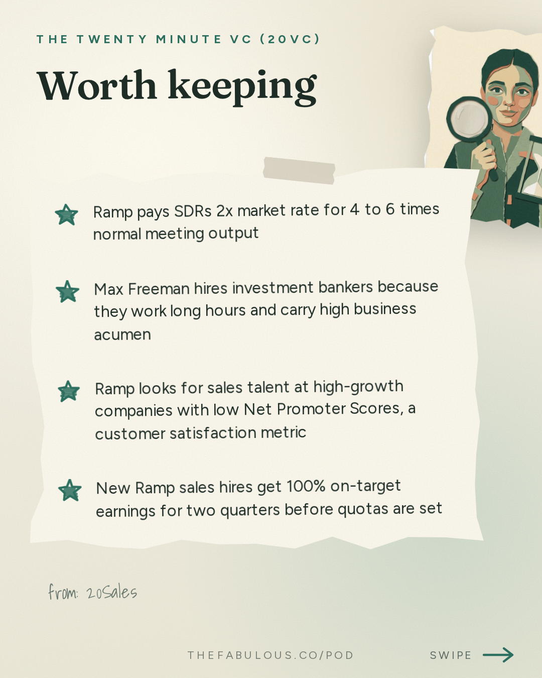 Worth keeping — The Twenty Minute VC (20VC): Venture Capital | Startup Funding | The Pitch: 20Sales: Inside Ramp's Sales Playbook: How to Build a $1.7BN ARR Sales Machine with Max Freeman, SVP Sales @ Ramp