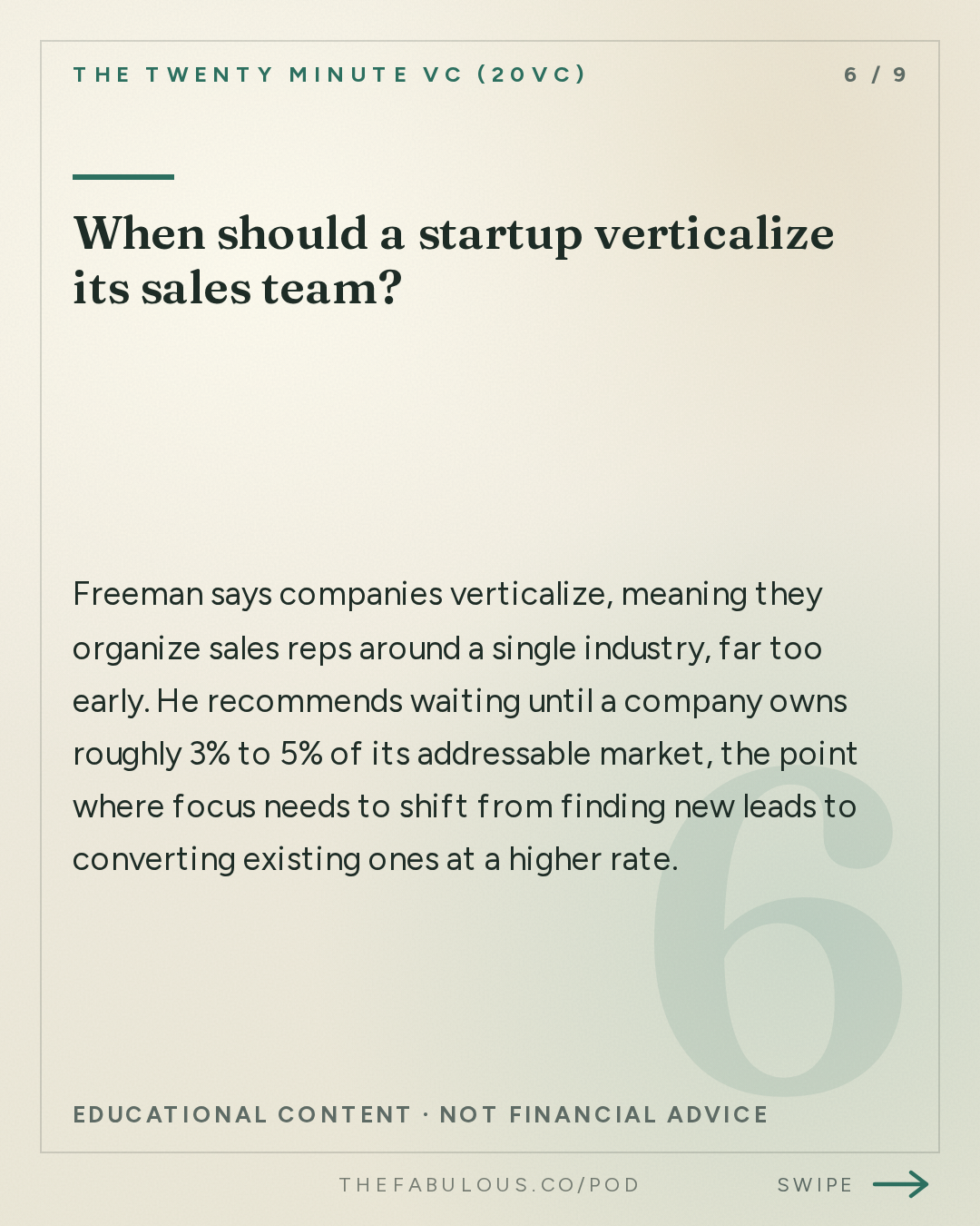 When should a startup verticalize its sales team? — The Twenty Minute VC (20VC): Venture Capital | Startup Funding | The Pitch: 20Sales: Inside Ramp's Sales Playbook: How to Build a $1.7BN ARR Sales Machine with Max Freeman, SVP Sales @ Ramp