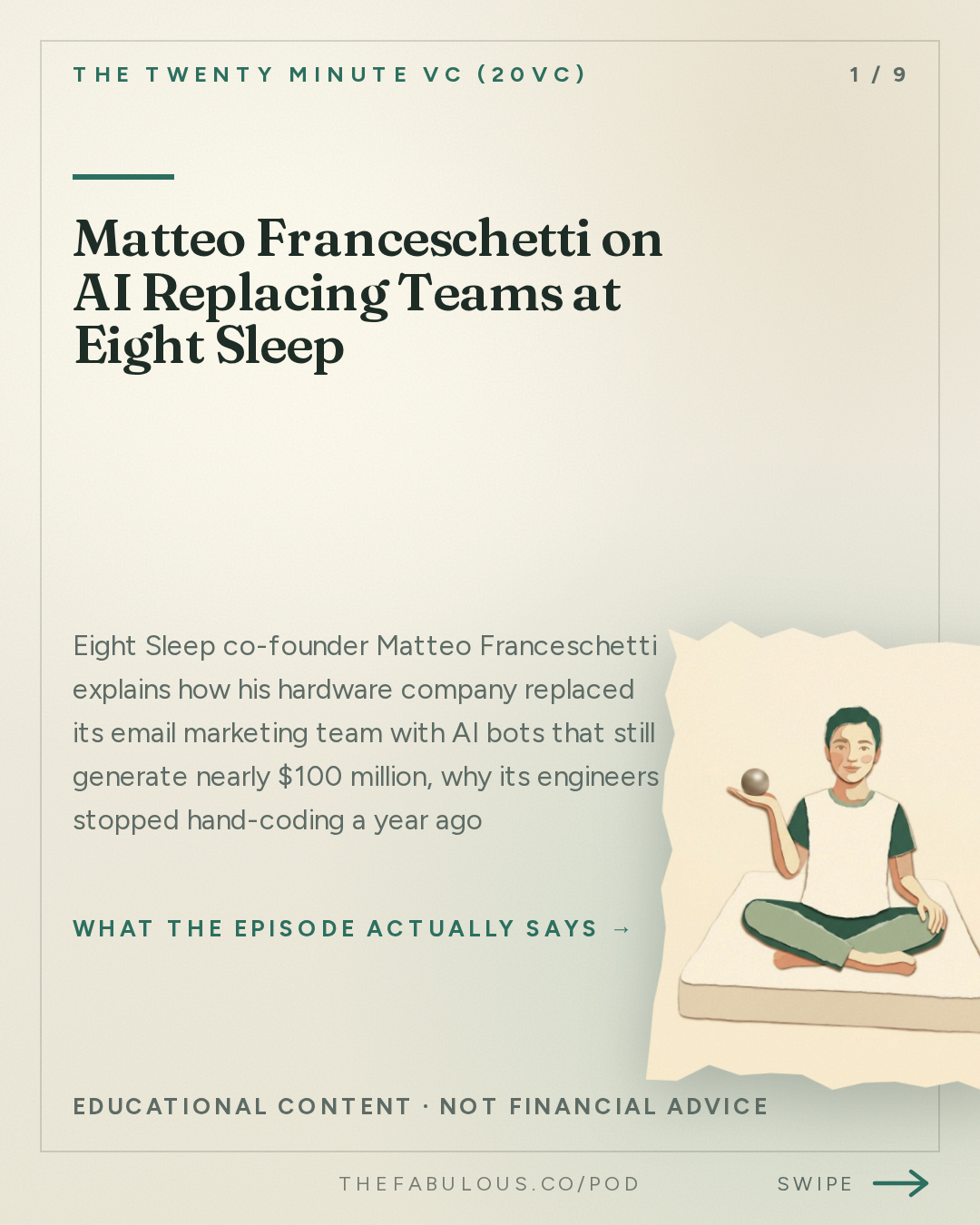 Matteo Franceschetti on AI Replacing Teams at Eight Sleep — The Twenty Minute VC (20VC): Venture Capital | Startup Funding | The Pitch: 20VC: 7 Predictions for How AI Changes the World: Labour, Engineering, Social Media, GrokBots Buying Cybercabs and more with Matteo Franceschetti, Co-Founder @ Eight Sleep