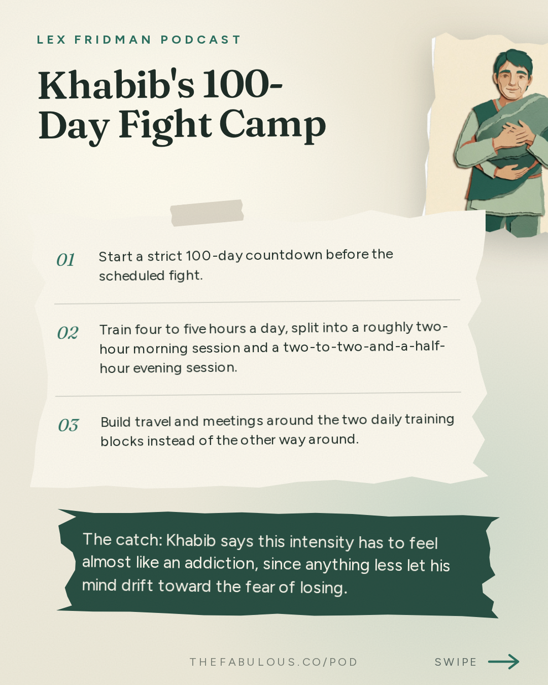 Khabib's 100-Day Fight Camp — Lex Fridman Podcast: #500 – Khabib Nurmagomedov: Dagestan, MMA, UFC, Islam, Conor, Fedor & Football