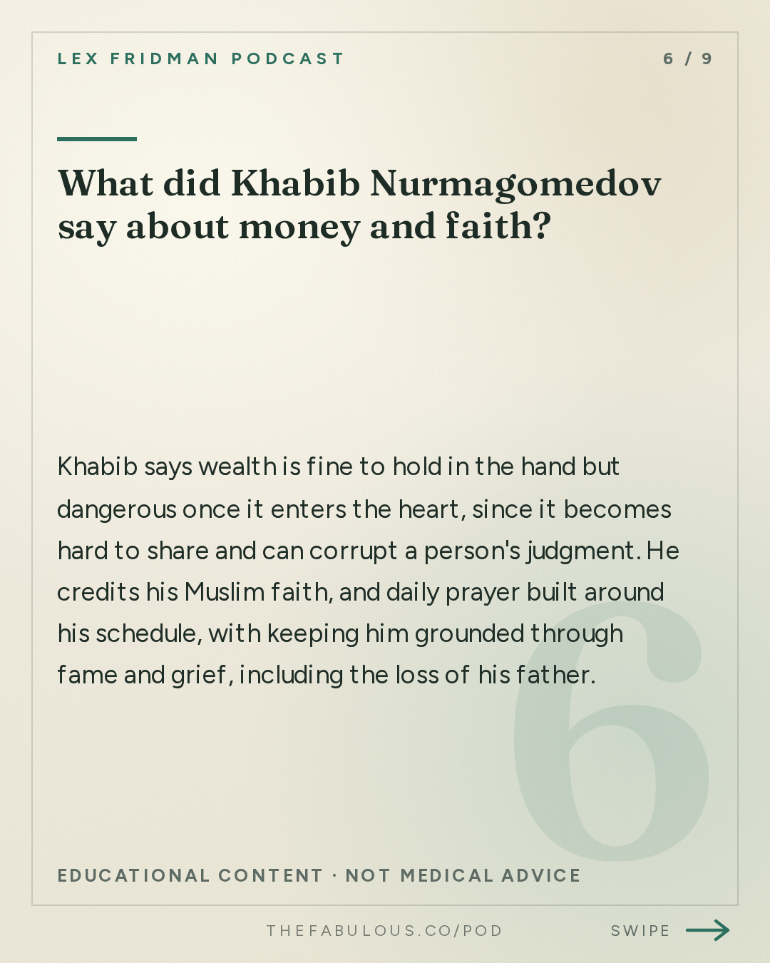 What did Khabib Nurmagomedov say about money and faith? — Lex Fridman Podcast: #500 – Khabib Nurmagomedov: Dagestan, MMA, UFC, Islam, Conor, Fedor & Football