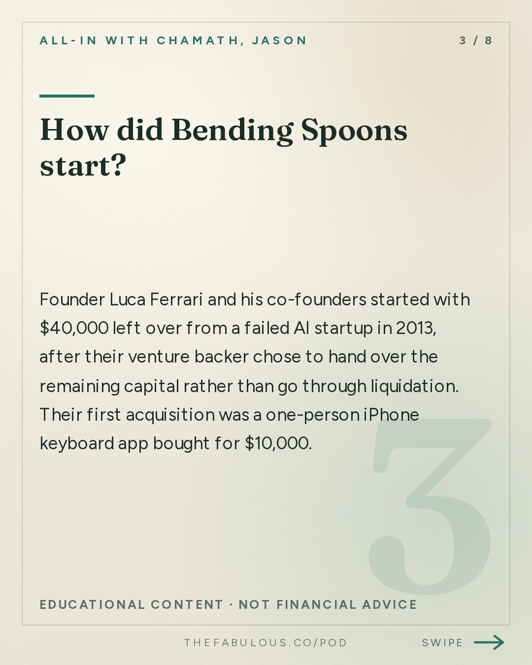 How did Bending Spoons start? — All-In with Chamath, Jason, Sacks & Friedberg: Luca Ferrari, Bending Spoons CEO: The $40K Origin Story, Buying Product-Market Fit & Why Private Equity Can't Compete