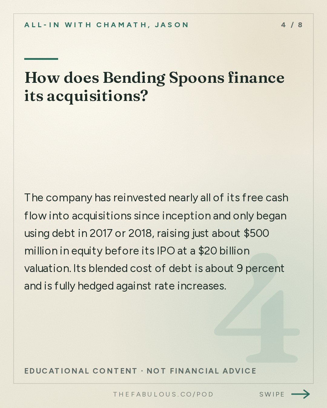 How does Bending Spoons finance its acquisitions? — All-In with Chamath, Jason, Sacks & Friedberg: Luca Ferrari, Bending Spoons CEO: The $40K Origin Story, Buying Product-Market Fit & Why Private Equity Can't Compete
