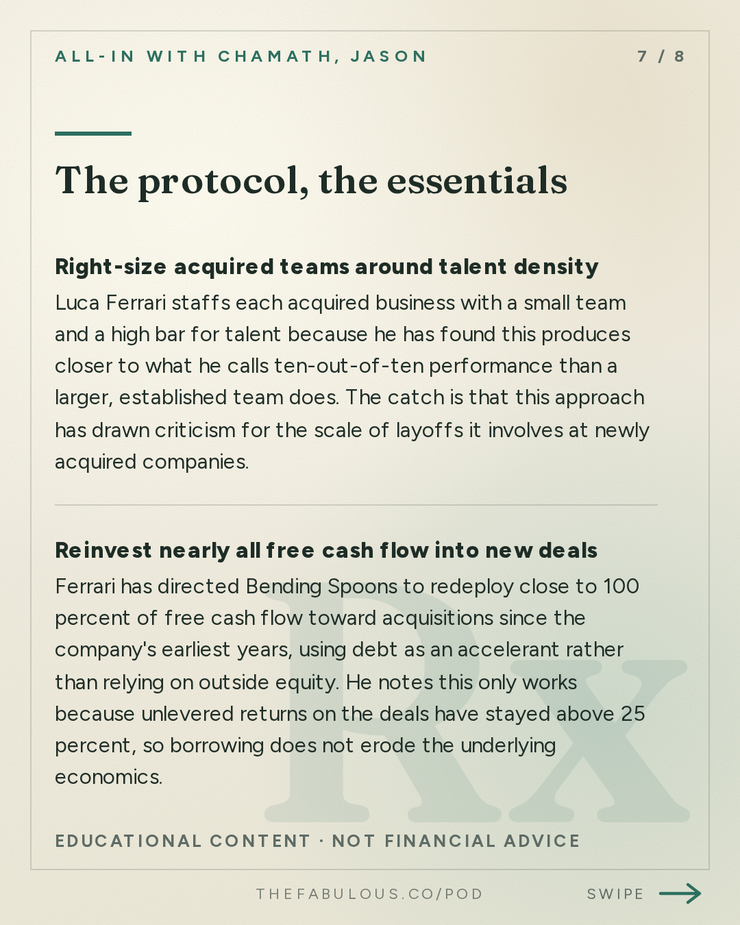 The protocol, the essentials — All-In with Chamath, Jason, Sacks & Friedberg: Luca Ferrari, Bending Spoons CEO: The $40K Origin Story, Buying Product-Market Fit & Why Private Equity Can't Compete
