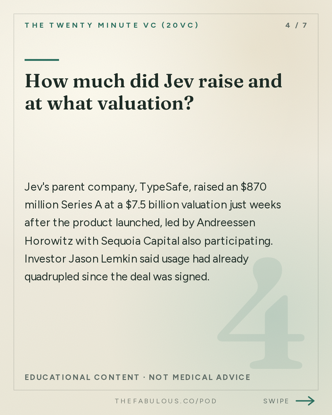 How much did Jev raise and at what valuation? — The Twenty Minute VC (20VC): Venture Capital | Startup Funding | The Pitch: 20VC: The Pro-Rata Battle: Valar Atomics Sues Day One Ventures | Meta Returns to the AI Frontier With Muse Wonder | NVIDIA Eyes $30B Reflection Deal & Jev Raises $870M at a $7.5B Valuation