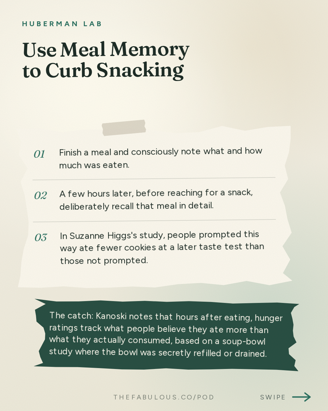 Use Meal Memory to Curb Snacking — Huberman Lab: How Food Choices Shape Memory, Cognition & Cravings | Dr. Scott Kanoski