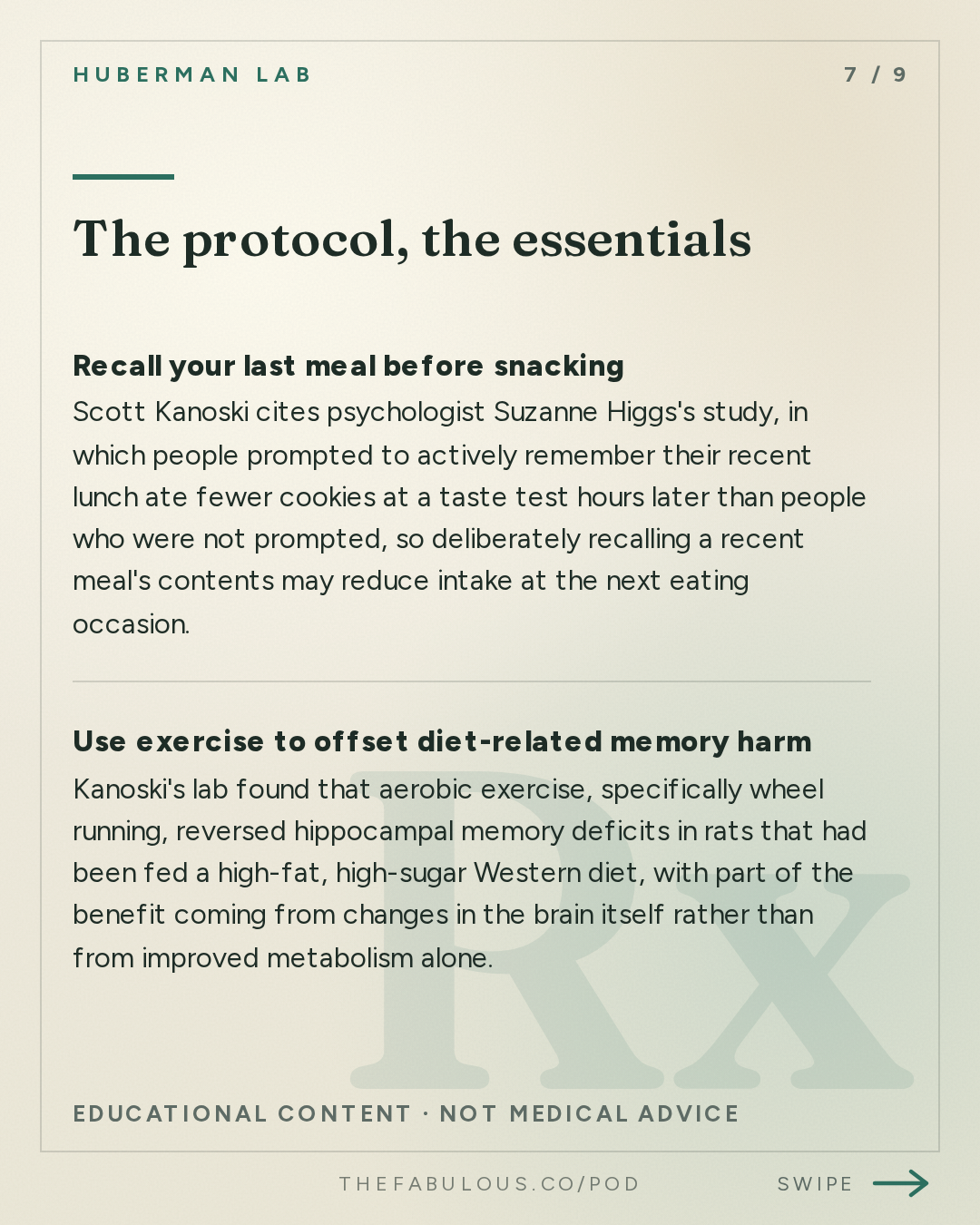 The protocol, the essentials — Huberman Lab: How Food Choices Shape Memory, Cognition & Cravings | Dr. Scott Kanoski