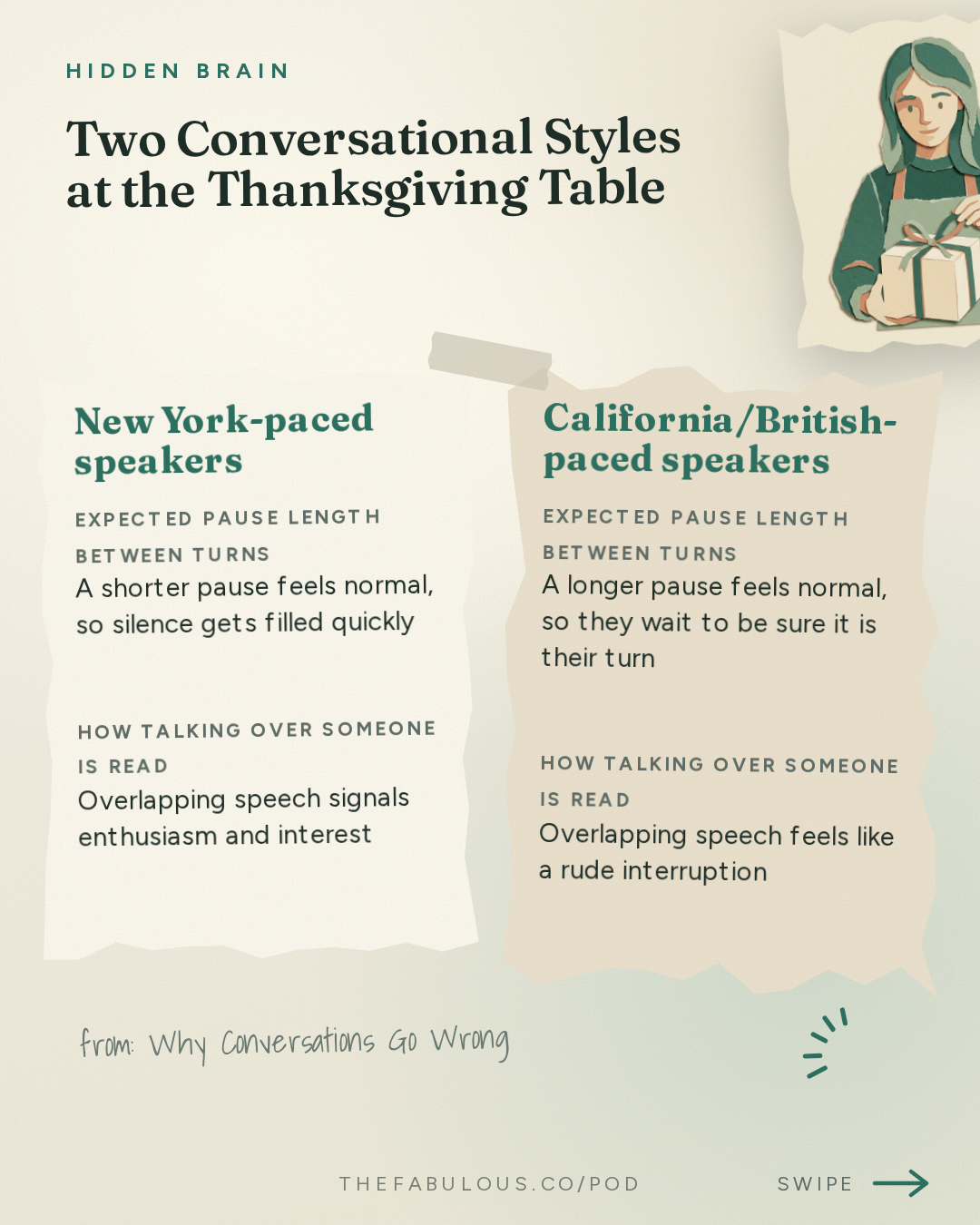 Two Conversational Styles at the Thanksgiving Table — Hidden Brain: Why Conversations Go Wrong