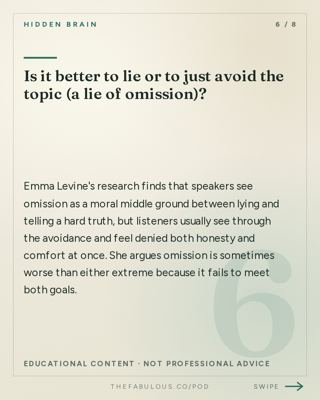 Is it better to lie or to just avoid the topic (a lie of omission)? — Hidden Brain: Why Conversations Go Wrong