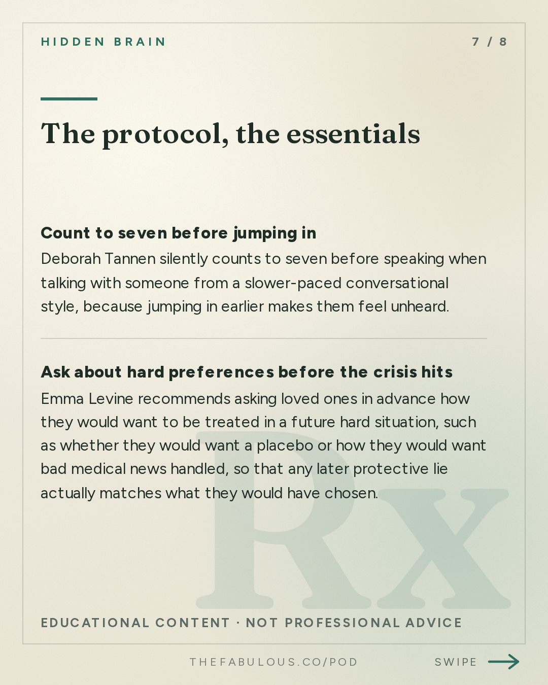 The protocol, the essentials — Hidden Brain: Why Conversations Go Wrong