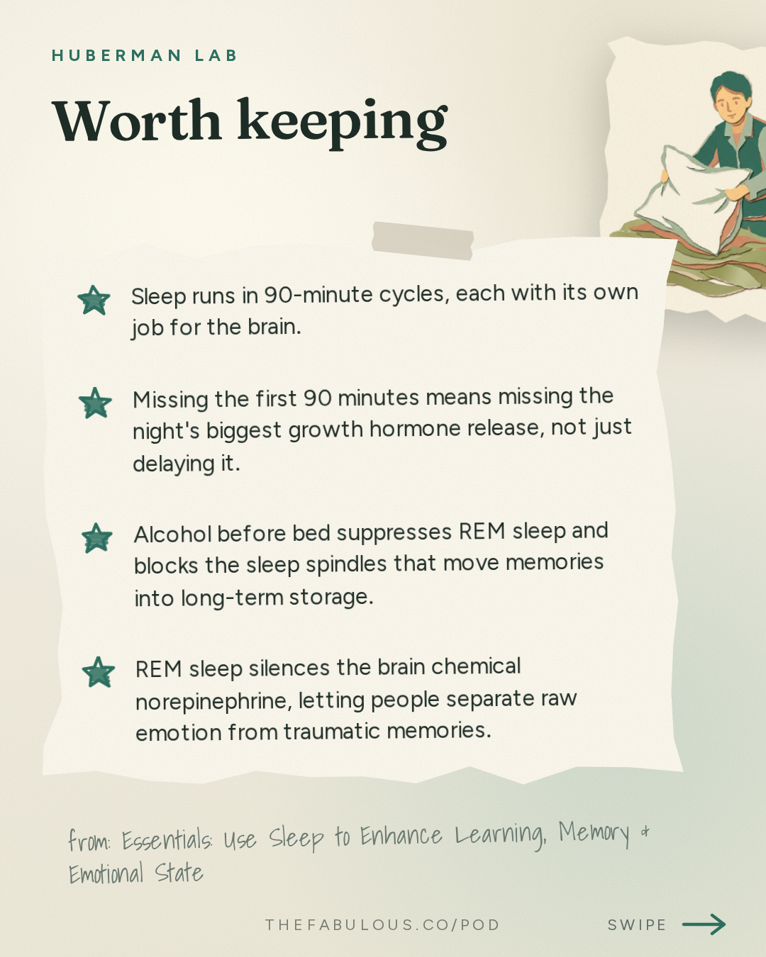 Worth keeping — Huberman Lab: Essentials: Use Sleep to Enhance Learning, Memory & Emotional State | Dr. Gina Poe