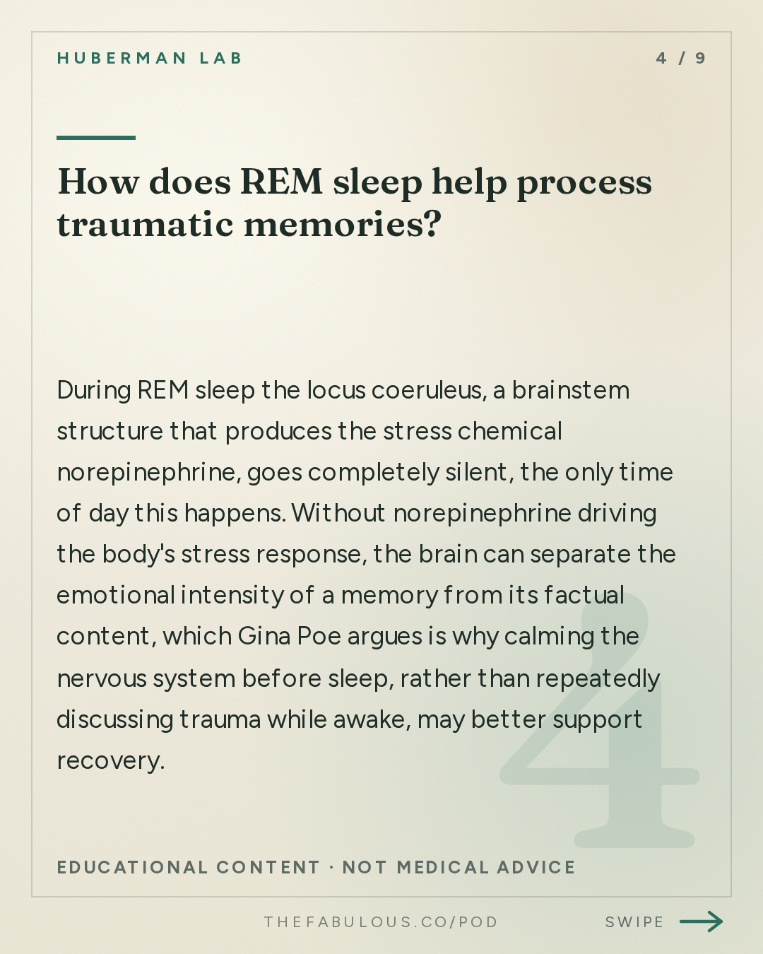 How does REM sleep help process traumatic memories? — Huberman Lab: Essentials: Use Sleep to Enhance Learning, Memory & Emotional State | Dr. Gina Poe