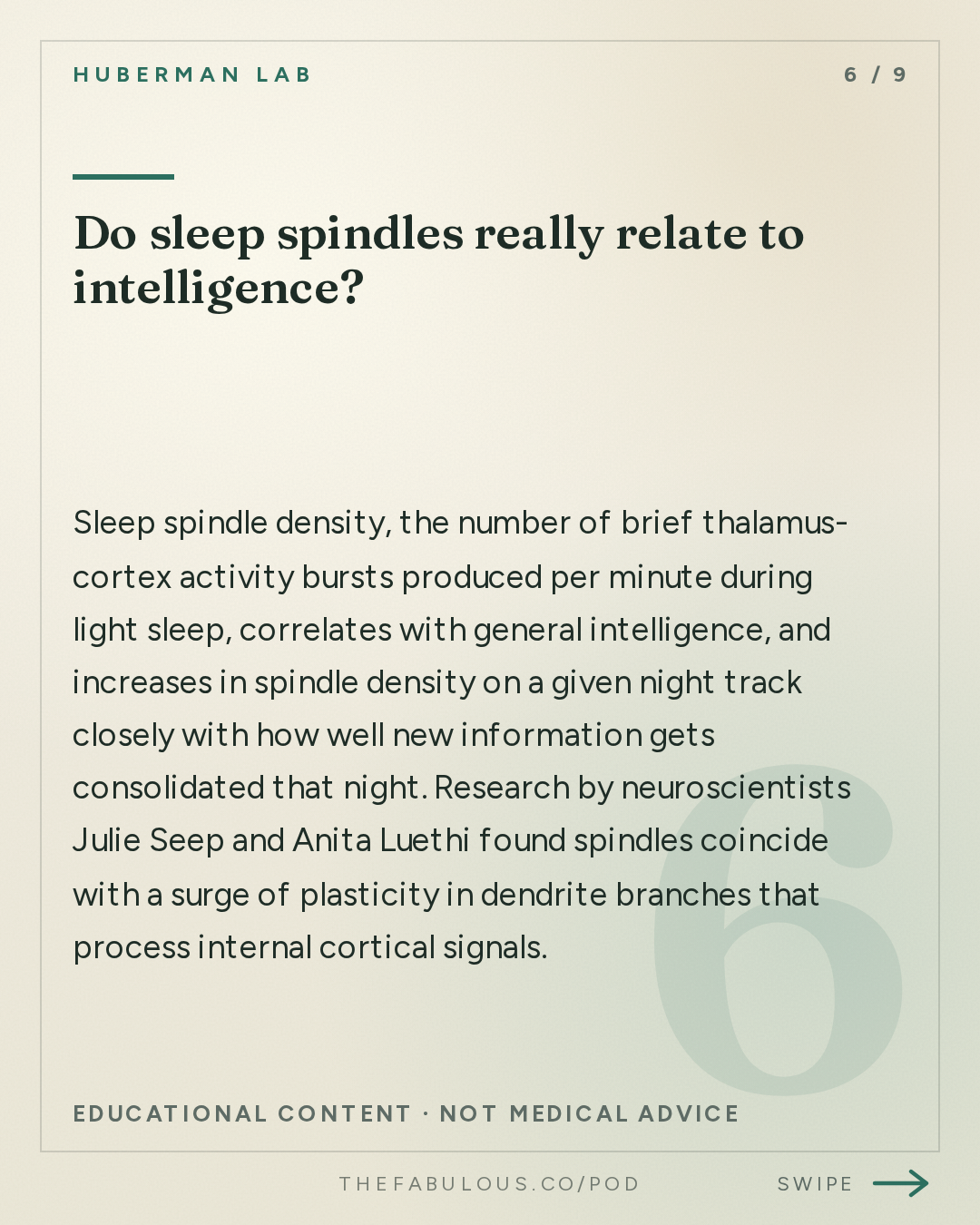 Do sleep spindles really relate to intelligence? — Huberman Lab: Essentials: Use Sleep to Enhance Learning, Memory & Emotional State | Dr. Gina Poe