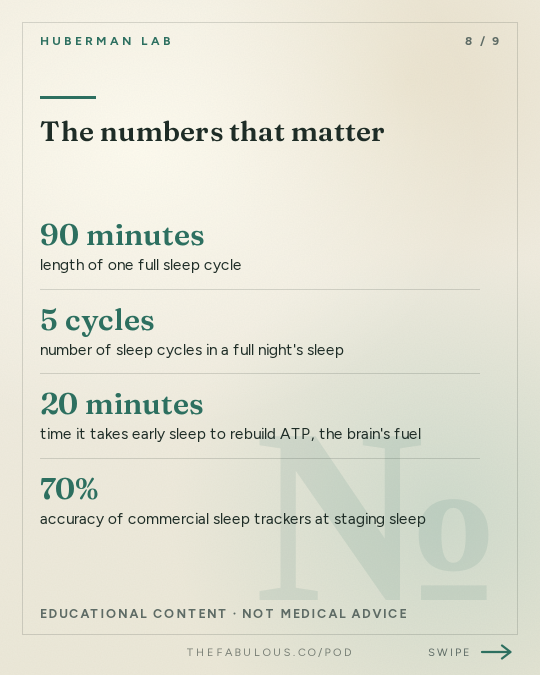 The numbers that matter — Huberman Lab: Essentials: Use Sleep to Enhance Learning, Memory & Emotional State | Dr. Gina Poe