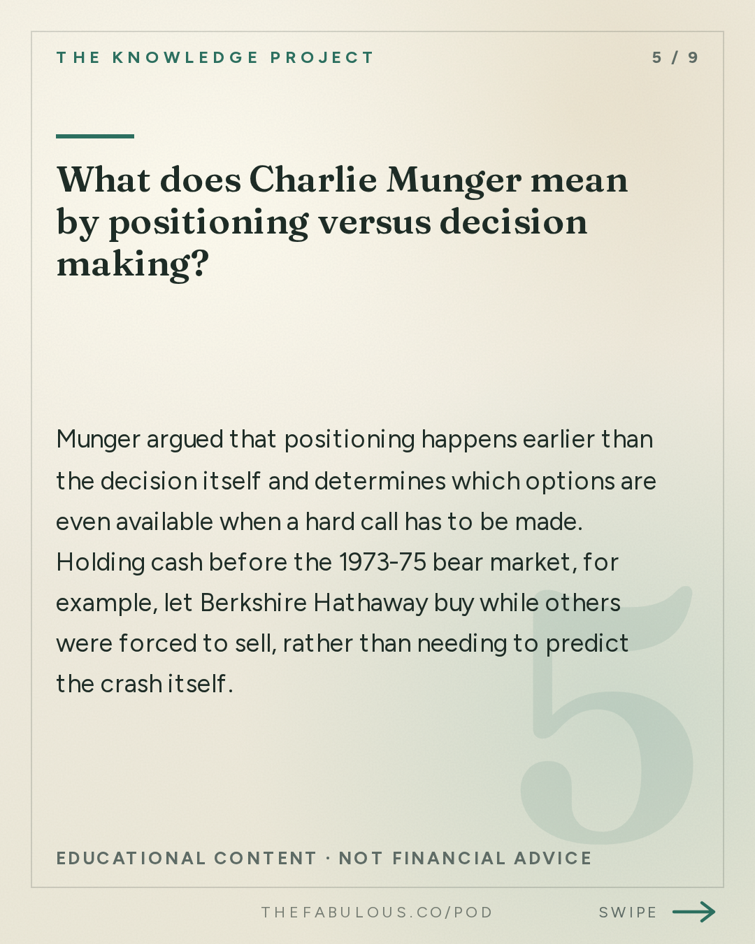 What does Charlie Munger mean by positioning versus decision making? — The Knowledge Project: Charlie Munger's Interview with Todd Combs