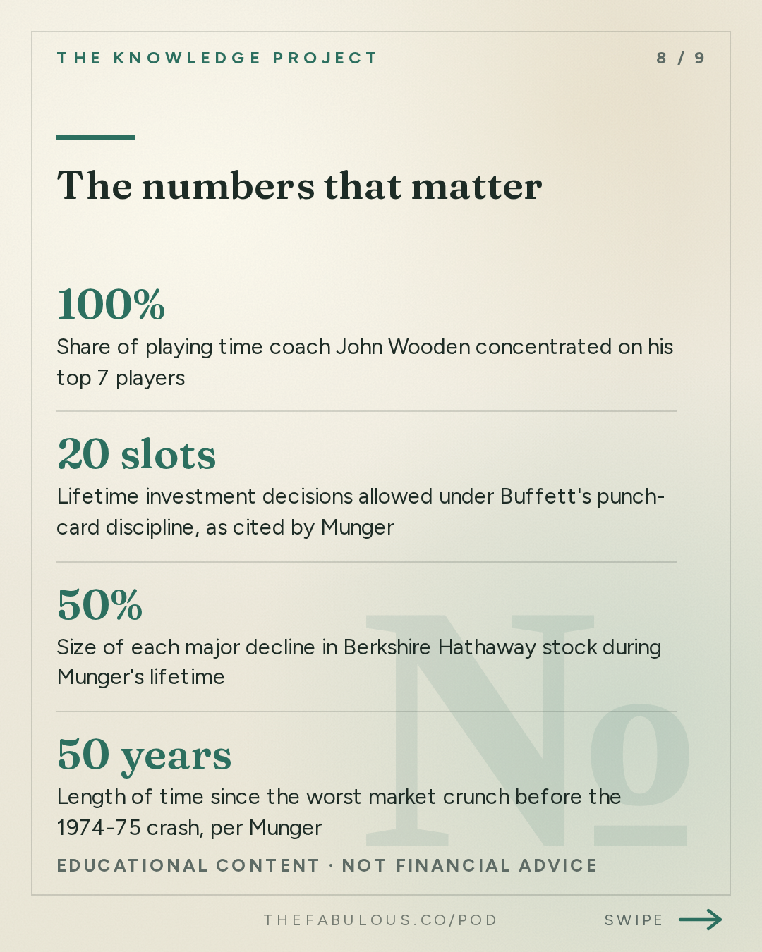 The numbers that matter — The Knowledge Project: Charlie Munger's Interview with Todd Combs