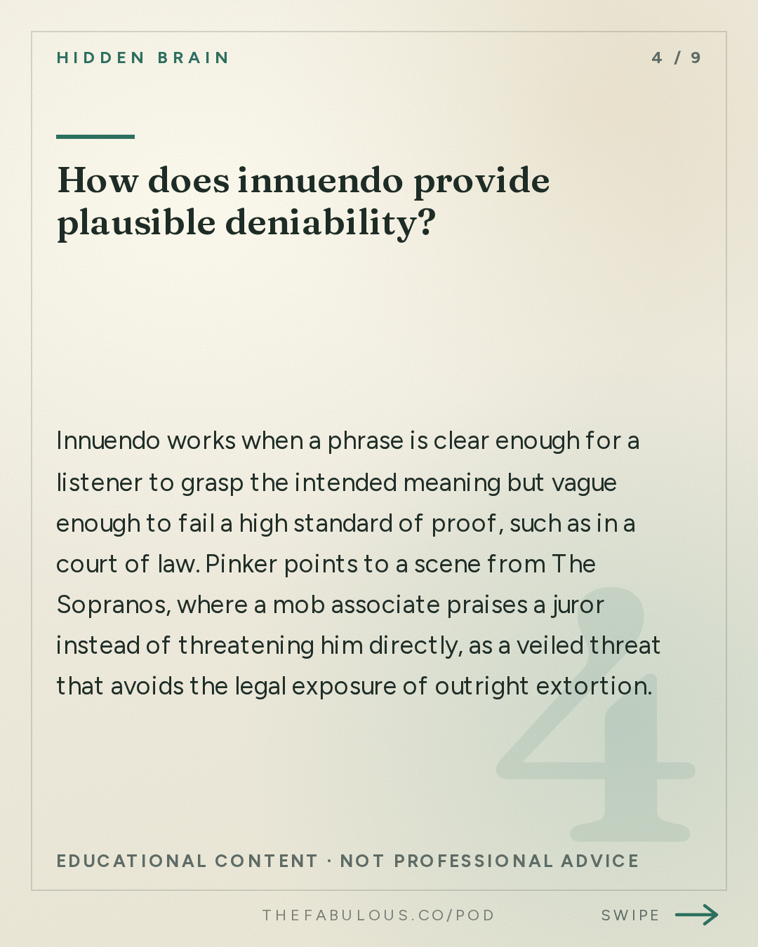 How does innuendo provide plausible deniability? — Hidden Brain: The Things We Don't Say