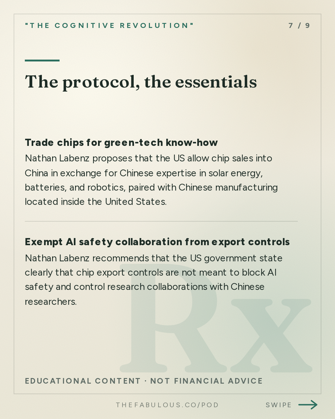 The protocol, the essentials — "The Cognitive Revolution" : Nathan Goes to China #3: US-China Relations, the Art of the AI Deal & the Road to Pax Robotica