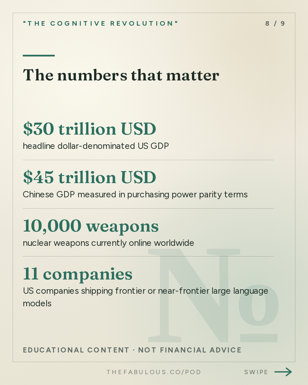 The numbers that matter — "The Cognitive Revolution" : Nathan Goes to China #3: US-China Relations, the Art of the AI Deal & the Road to Pax Robotica