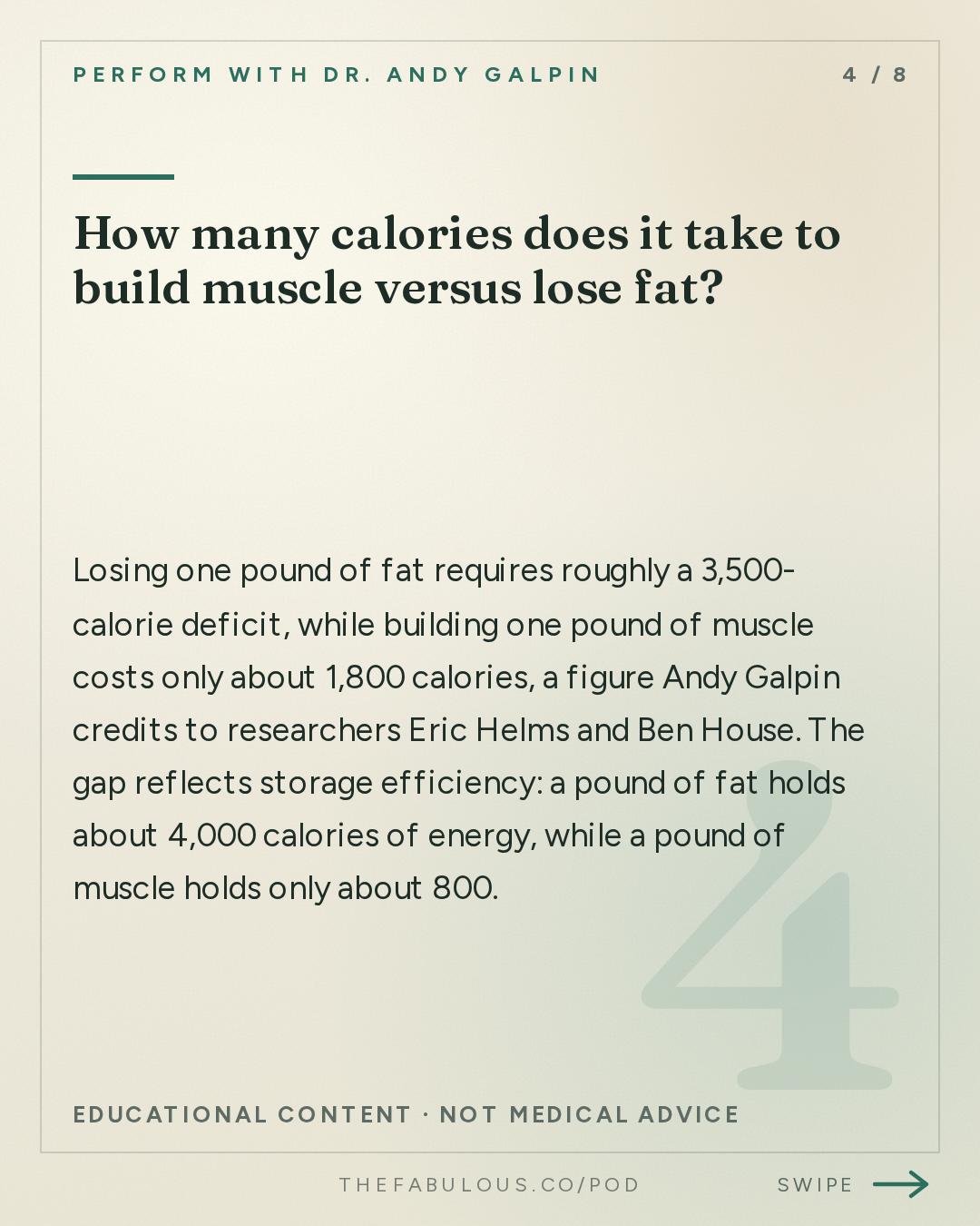 How many calories does it take to build muscle versus lose fat? — Perform with Dr. Andy Galpin: The Fundamentals of Nutrition, Hydration & Performance Fueling