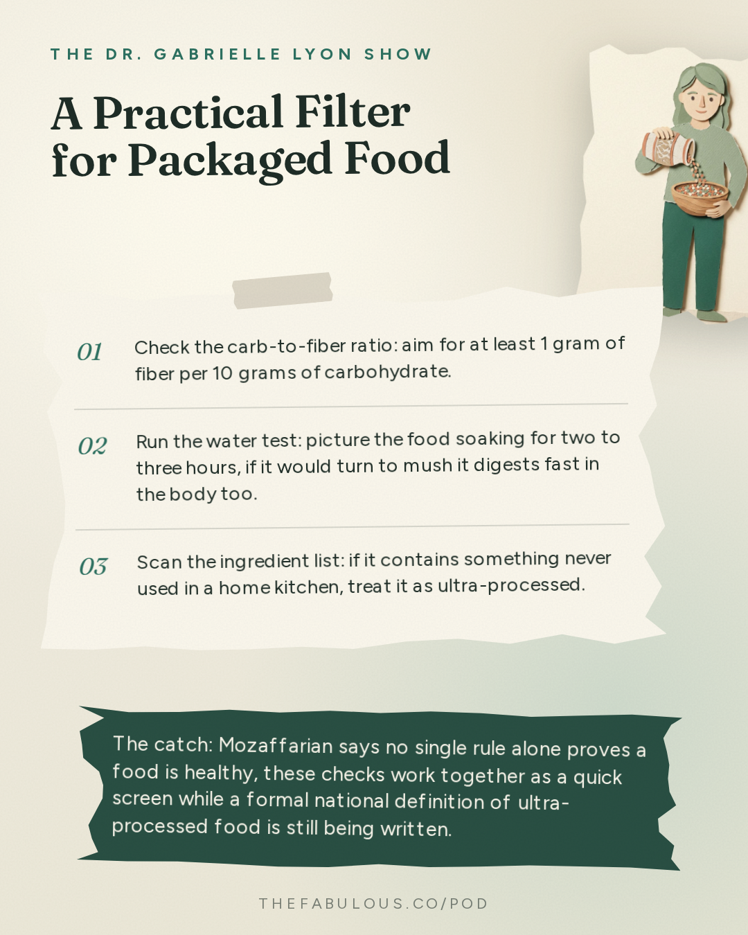 A Practical Filter for Packaged Food — The Dr. Gabrielle Lyon Show: Dr. Dariush Mozaffarian: How the Food System Got Us Sick. Can We Fix It?