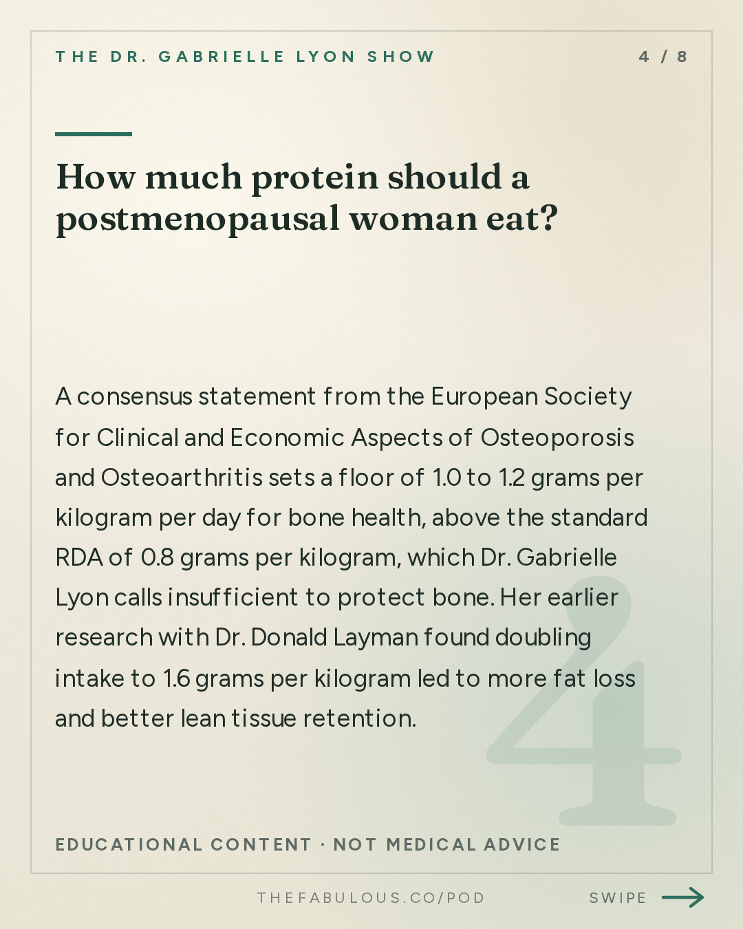 How much protein should a postmenopausal woman eat? — The Dr. Gabrielle Lyon Show: Is It Too Late to Build Muscle in Menopause? No. Here's What the Studies Show