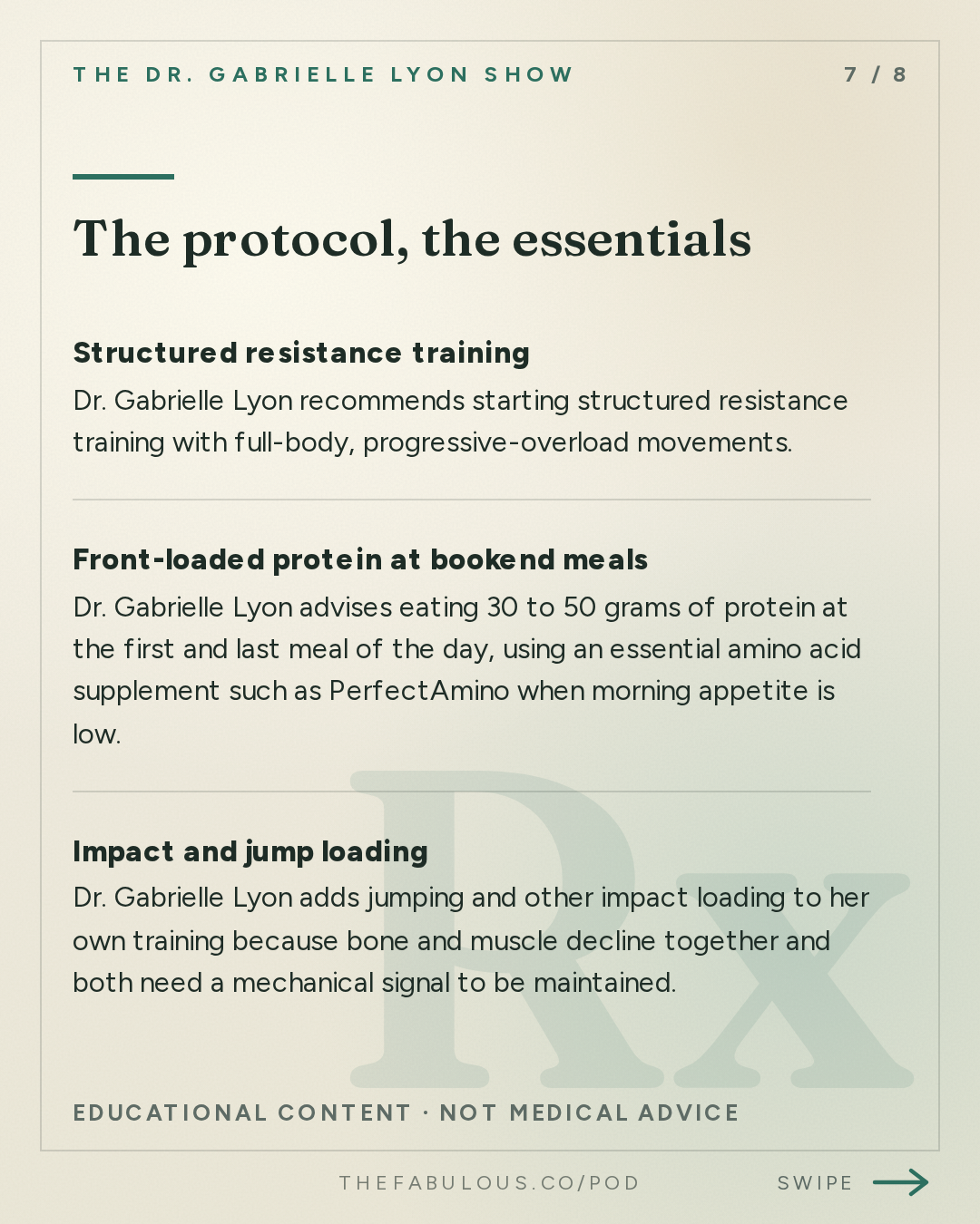 The protocol, the essentials — The Dr. Gabrielle Lyon Show: Is It Too Late to Build Muscle in Menopause? No. Here's What the Studies Show