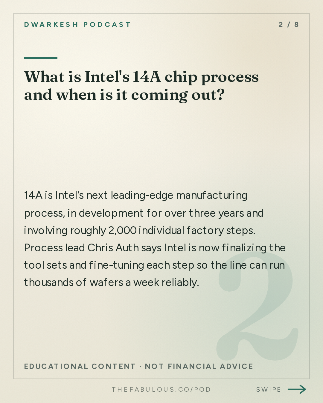 What is Intel's 14A chip process and when is it coming out? — Dwarkesh Podcast: What will computer chips look like in 2045?