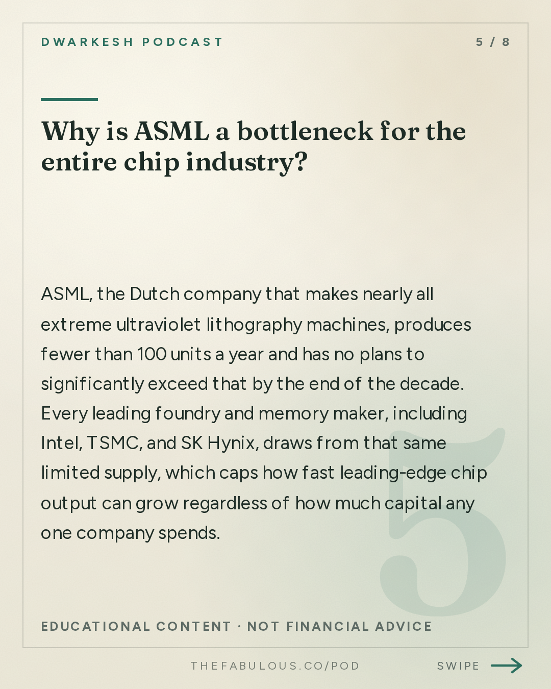 Why is ASML a bottleneck for the entire chip industry? — Dwarkesh Podcast: What will computer chips look like in 2045?