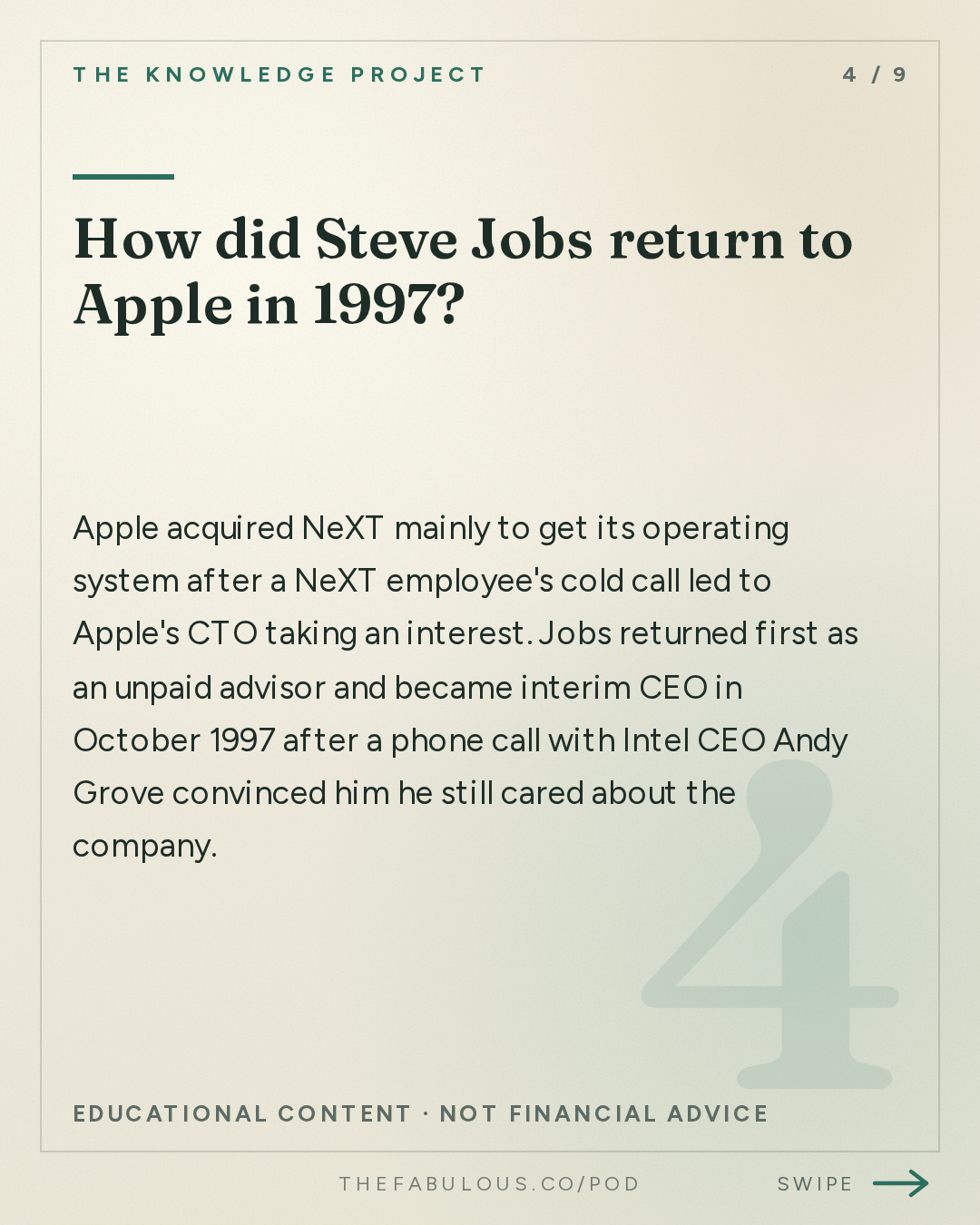 How did Steve Jobs return to Apple in 1997? — The Knowledge Project: Steve Jobs in Exile