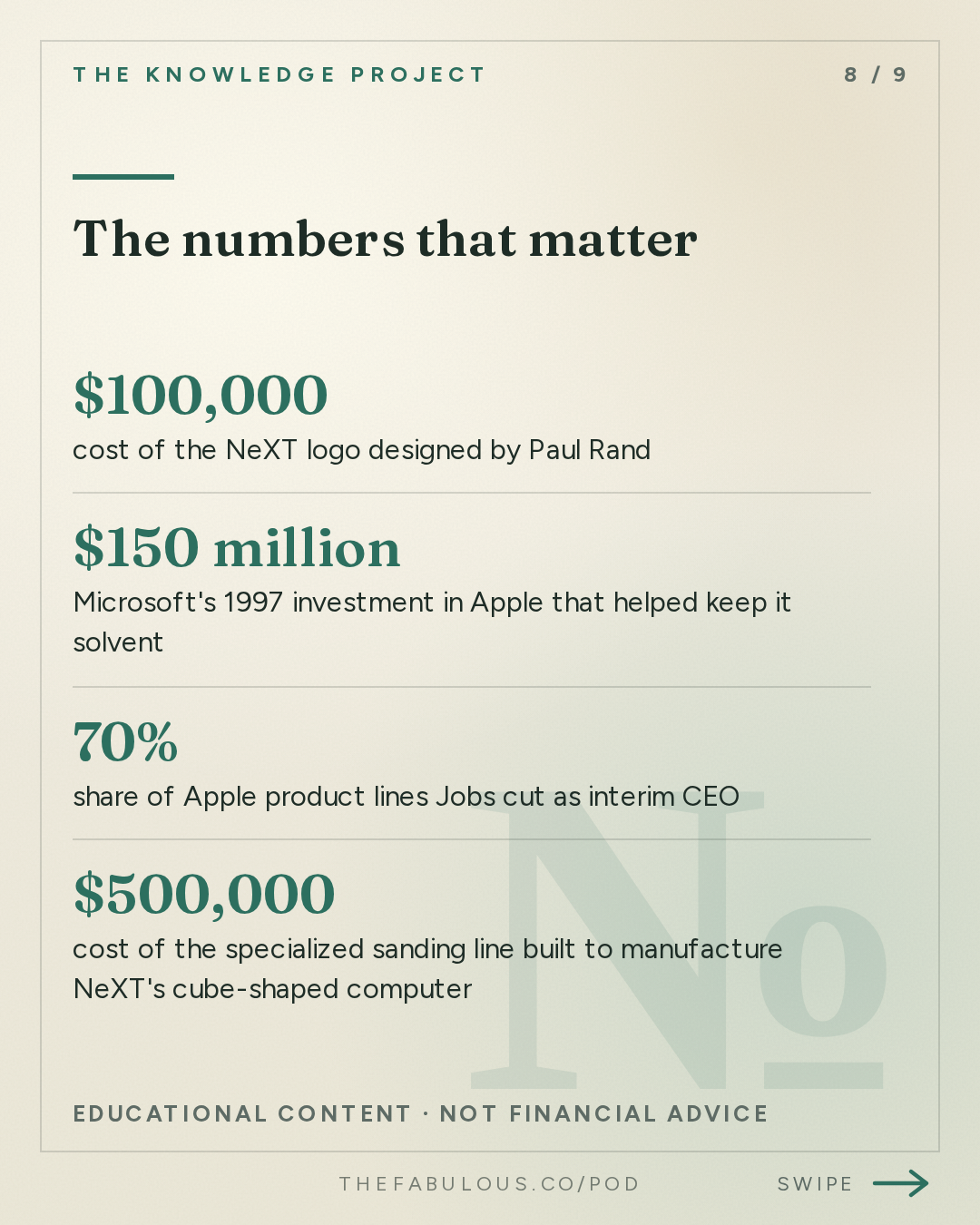 The numbers that matter — The Knowledge Project: Steve Jobs in Exile
