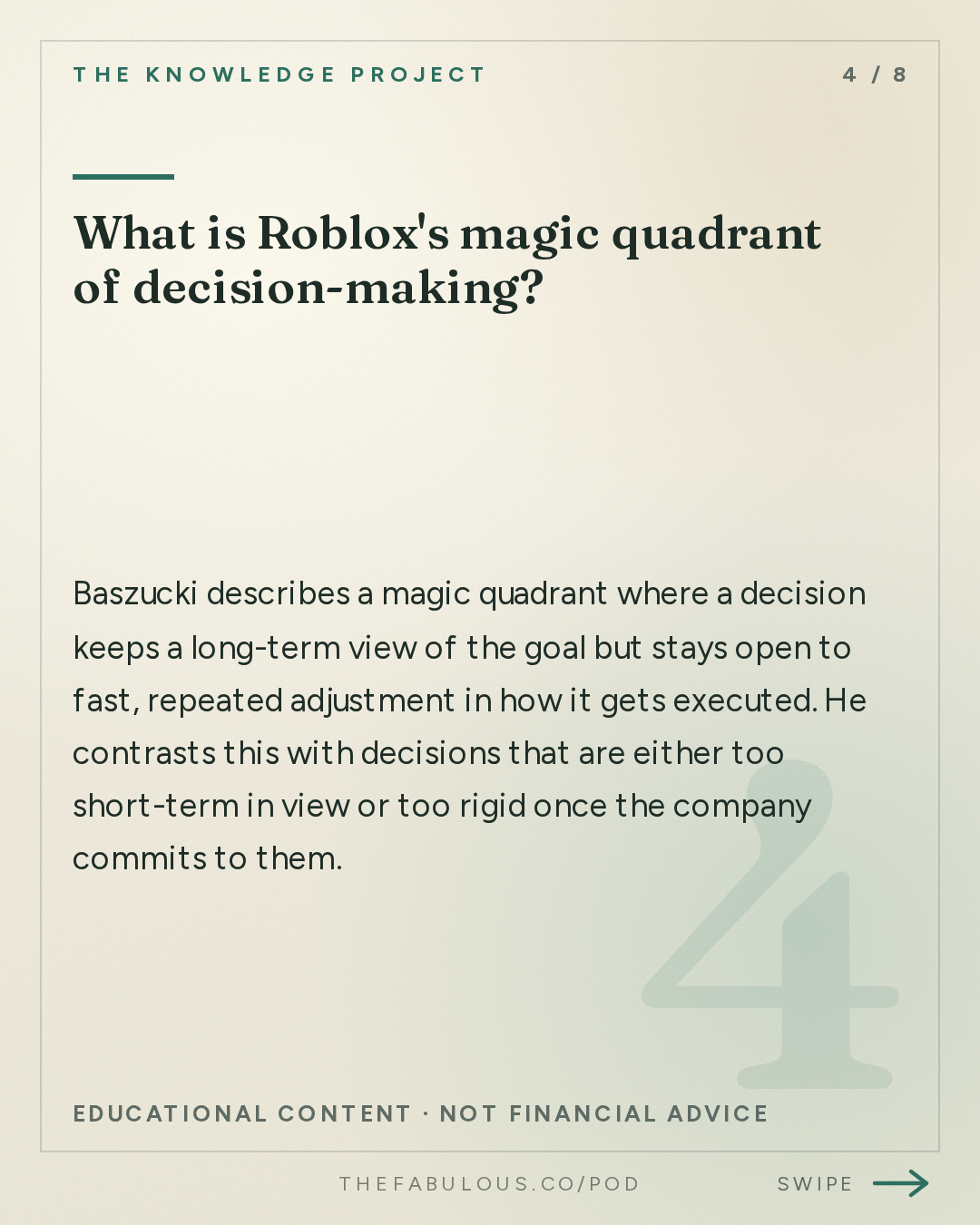 What is Roblox's magic quadrant of decision-making? — The Knowledge Project: Roblox CEO: How to Make Better Decisions by Fixing Yourself First