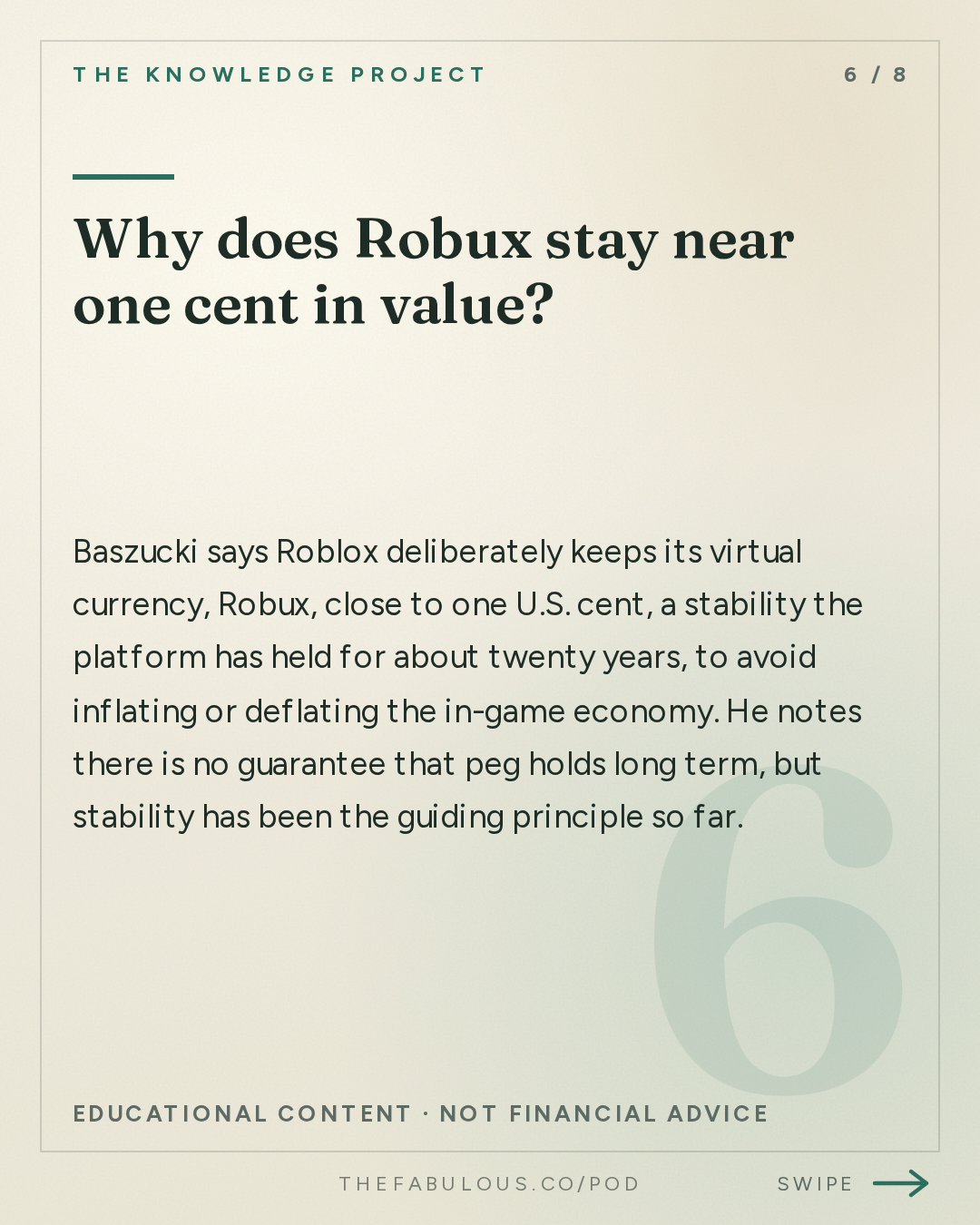 Why does Robux stay near one cent in value? — The Knowledge Project: Roblox CEO: How to Make Better Decisions by Fixing Yourself First