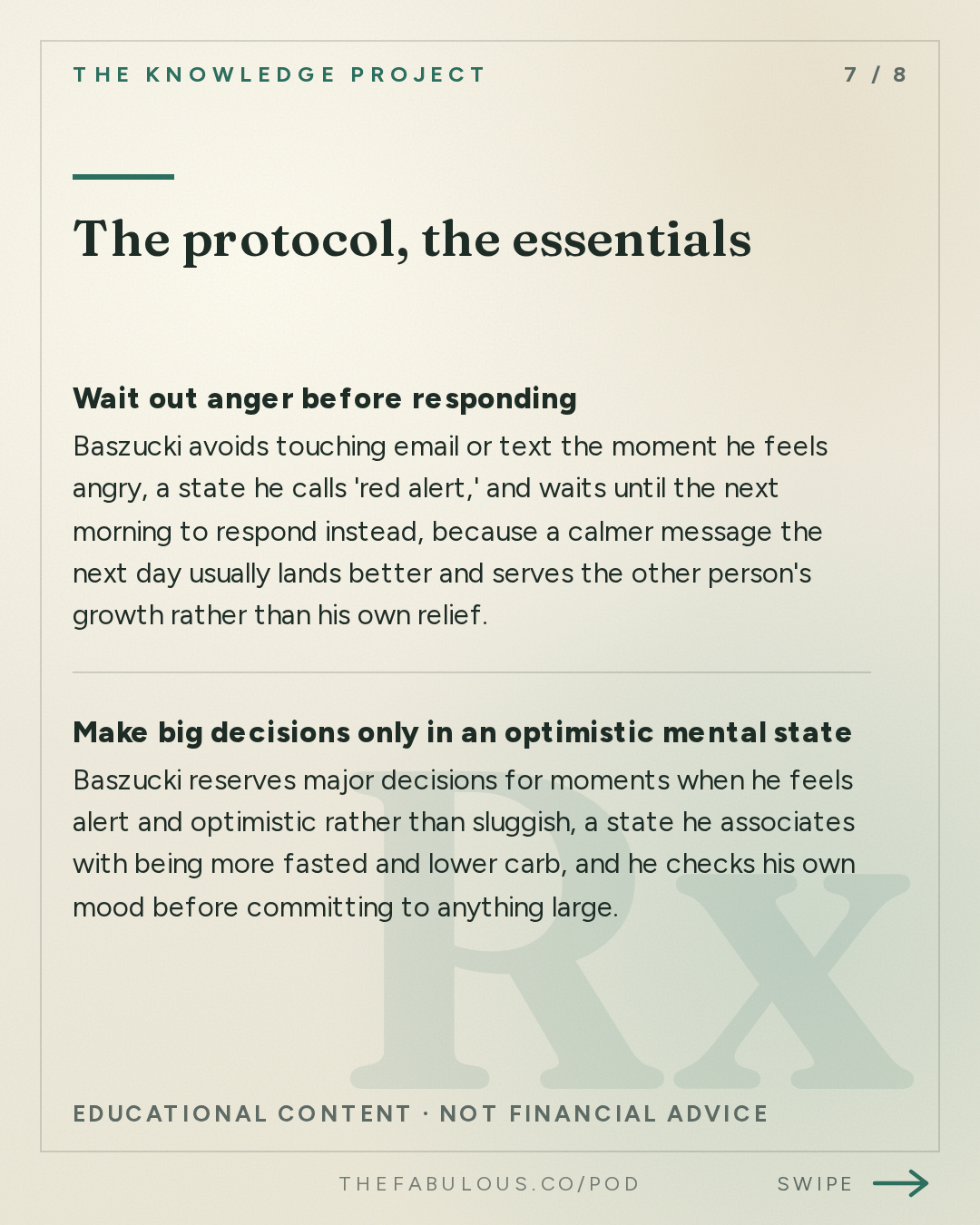 The protocol, the essentials — The Knowledge Project: Roblox CEO: How to Make Better Decisions by Fixing Yourself First