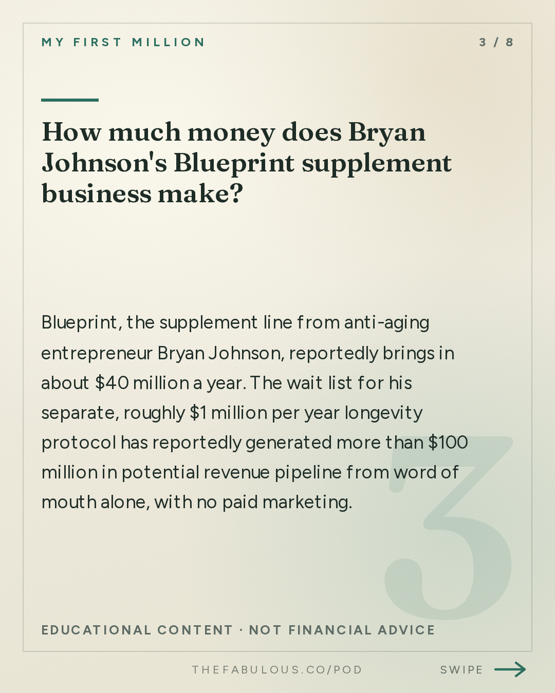 How much money does Bryan Johnson's Blueprint supplement business make? — My First Million: We spent 8 hours finding the best stuff on X. Here it is.
