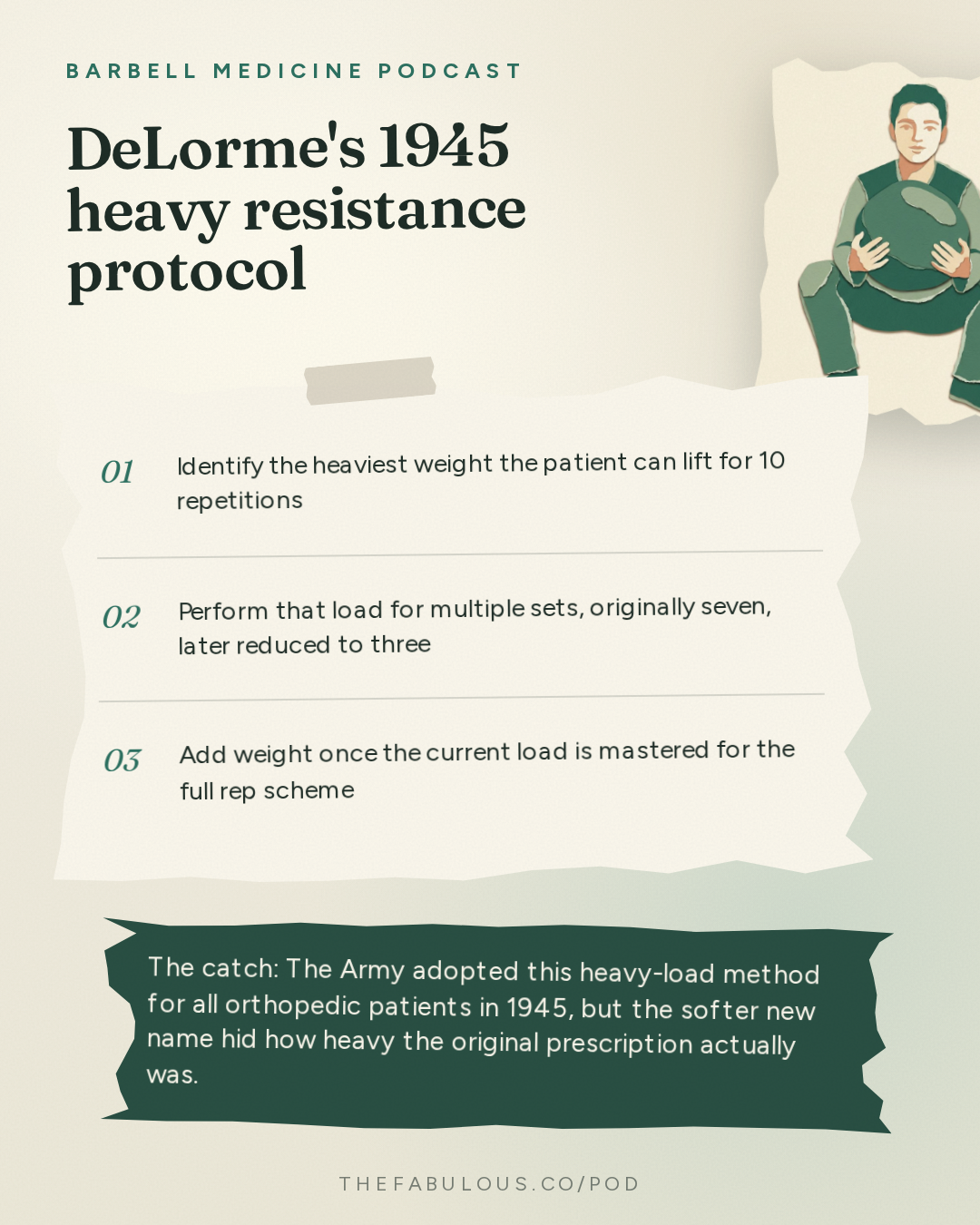 DeLorme's 1945 heavy resistance protocol — Barbell Medicine Podcast: Where did the advice to not lift heavy weights come from?