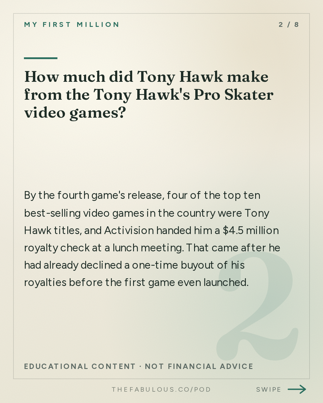 How much did Tony Hawk make from the Tony Hawk's Pro Skater video games? — My First Million: Decoding Tony Hawk’s mindset in 72 minutes
