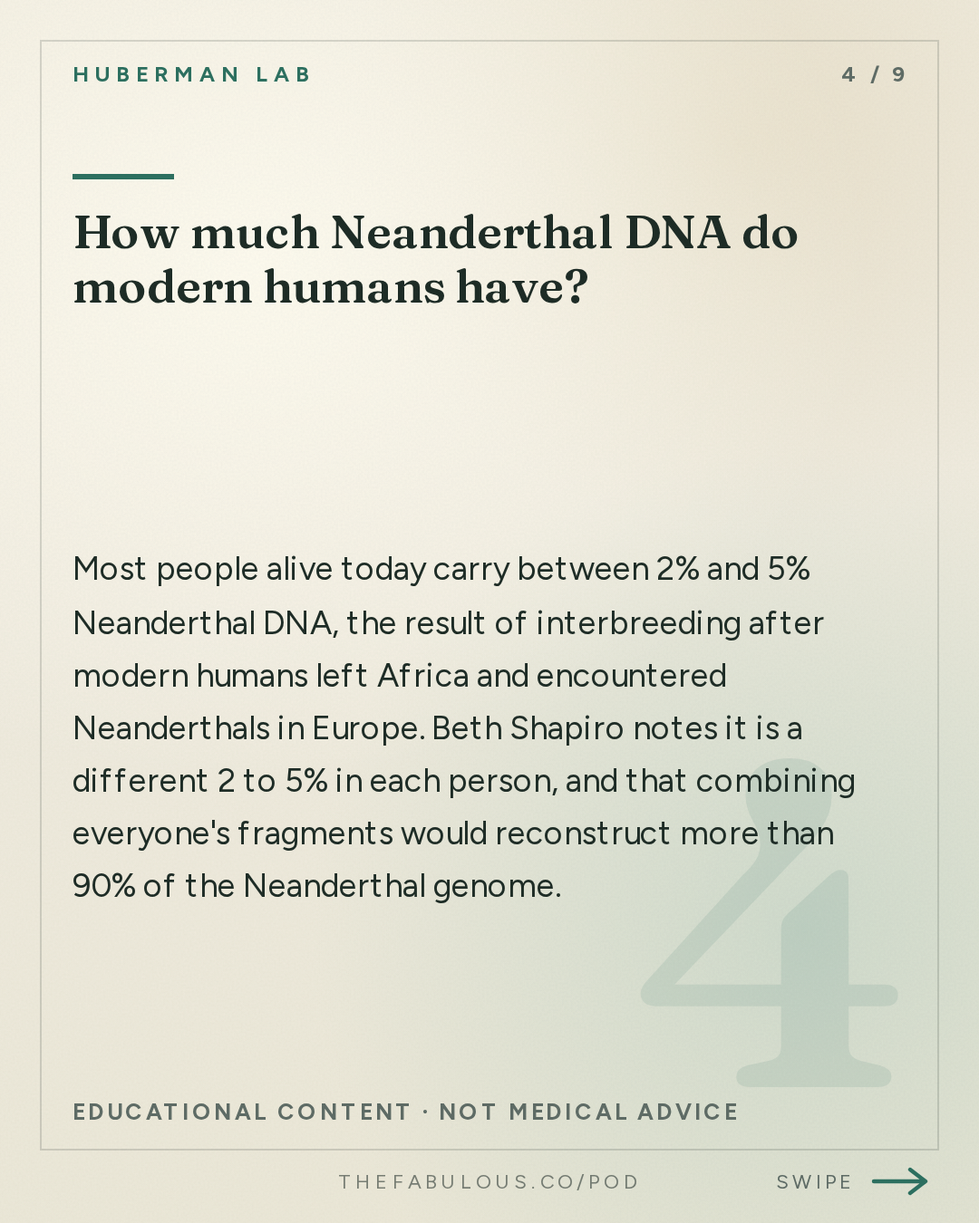 How much Neanderthal DNA do modern humans have? — Huberman Lab: Bringing Extinct Species Back to Life | Dr. Beth Shapiro