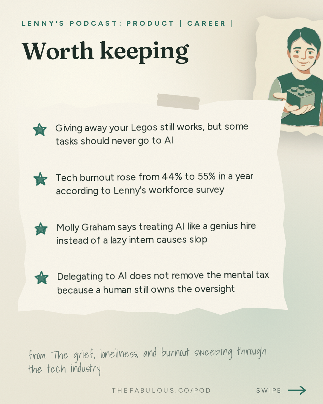 Worth keeping — Lenny's Podcast: Product | Career | Growth: The grief, loneliness, and burnout sweeping through the tech industry right now | Molly Graham