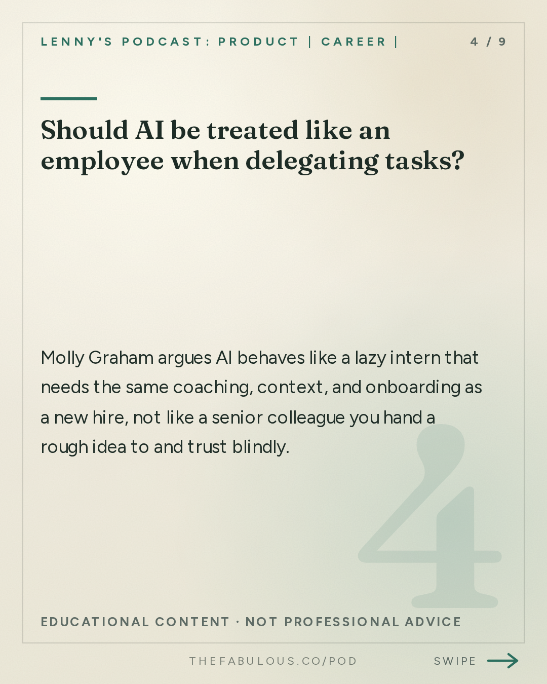 Should AI be treated like an employee when delegating tasks? — Lenny's Podcast: Product | Career | Growth: The grief, loneliness, and burnout sweeping through the tech industry right now | Molly Graham