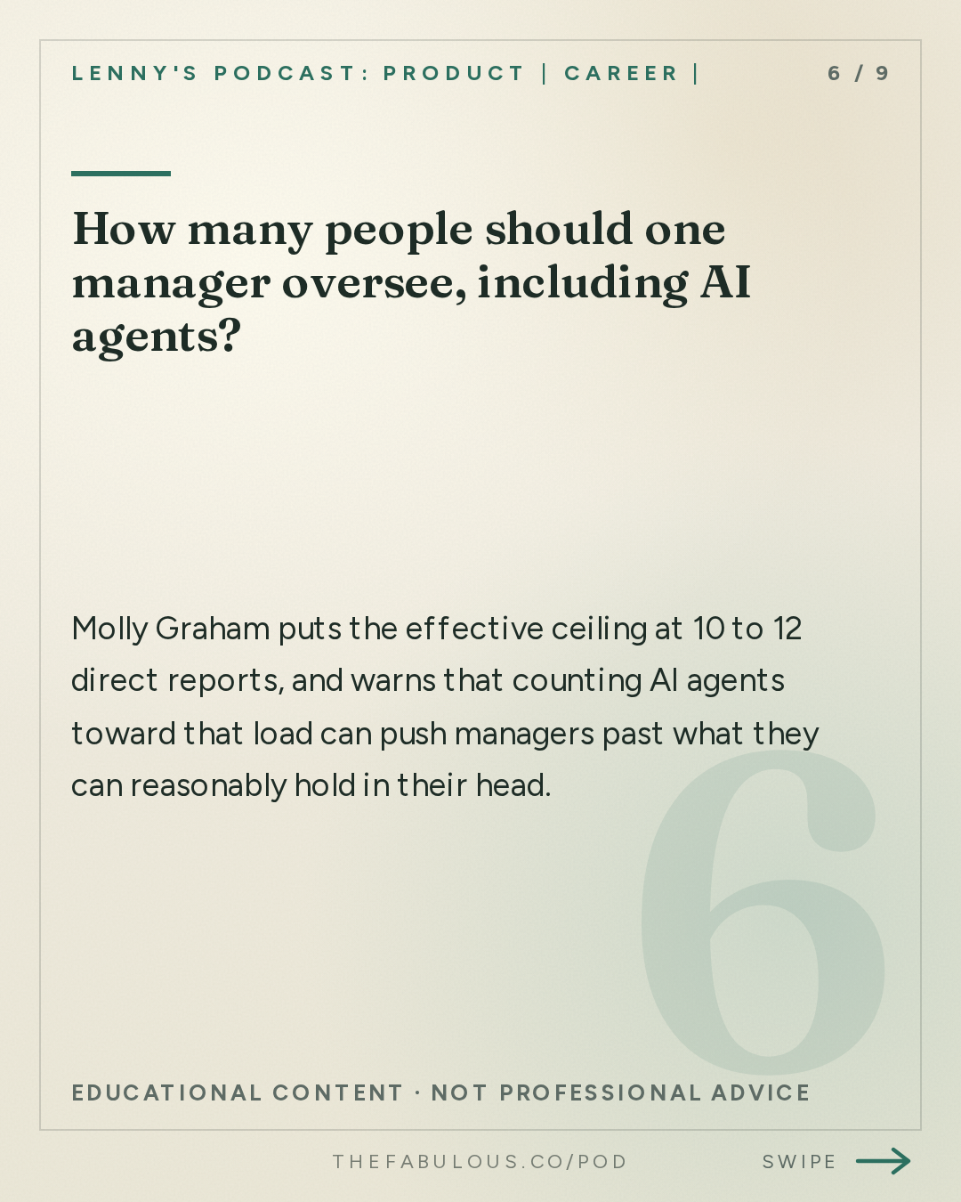 How many people should one manager oversee, including AI agents? — Lenny's Podcast: Product | Career | Growth: The grief, loneliness, and burnout sweeping through the tech industry right now | Molly Graham