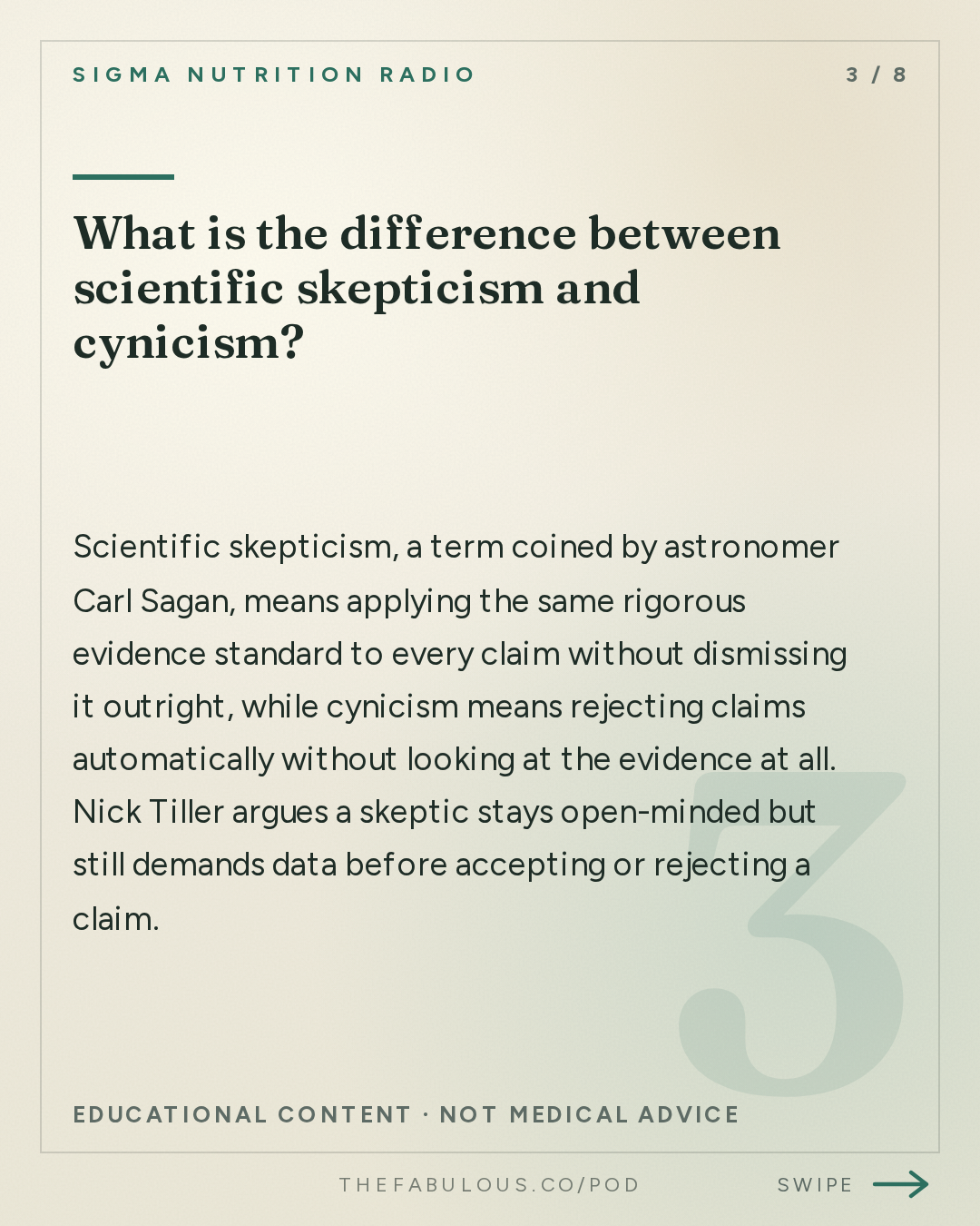 What is the difference between scientific skepticism and cynicism? — Sigma Nutrition Radio: #618: How Wellness & Optimisation Culture Can Commodify Science – Nick Tiller, PhD