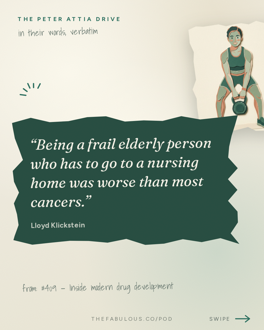 Being a frail elderly person who has to go to a nursing home was worse than most cancers. — The Peter Attia Drive: #409 ‒ Inside modern drug development: the science, economics, and regulatory hurdles behind bringing new medicines to patients | Lloyd Klickstein, M.D., Ph.D.