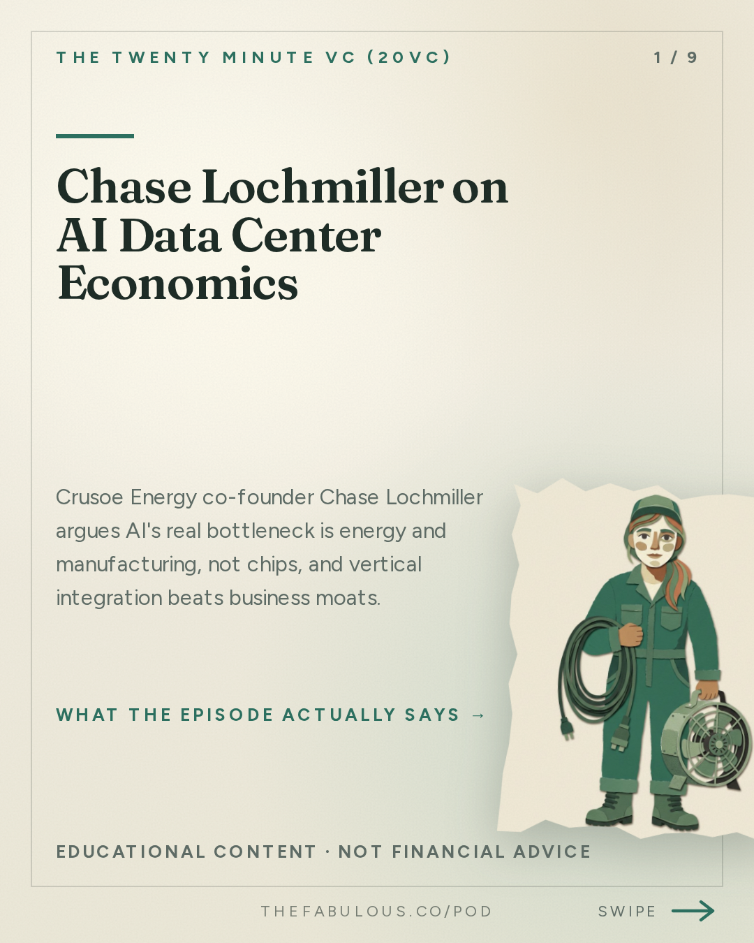 Chase Lochmiller on AI Data Center Economics — The Twenty Minute VC (20VC): Venture Capital | Startup Funding | The Pitch: 20VC: The Future of Datacentres: What You Need to Know | Why Everyone Gets GPU Depreciation and AI's Energy Costs Wrong | Who Really Makes Money From AI & Why Most Moats Don't Exist with Chase Lochmiller